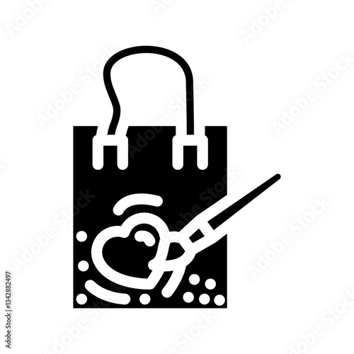 hand painted tote bag diy fashion handmade glyph icon vector illustration