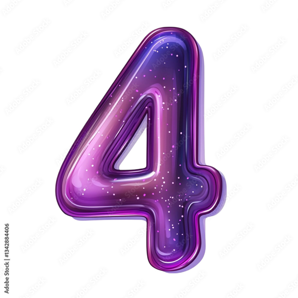 Purple Galaxy Number Four Digit Design Art, Purple Galaxy Number Four Digit Design Art,