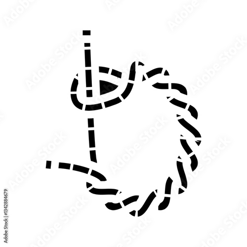 timber hitch nautical knot glyph icon vector illustration