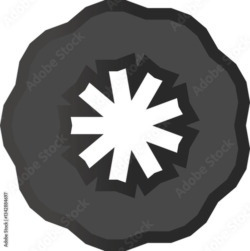 star shaped button to put text and design in the interior with gradient black