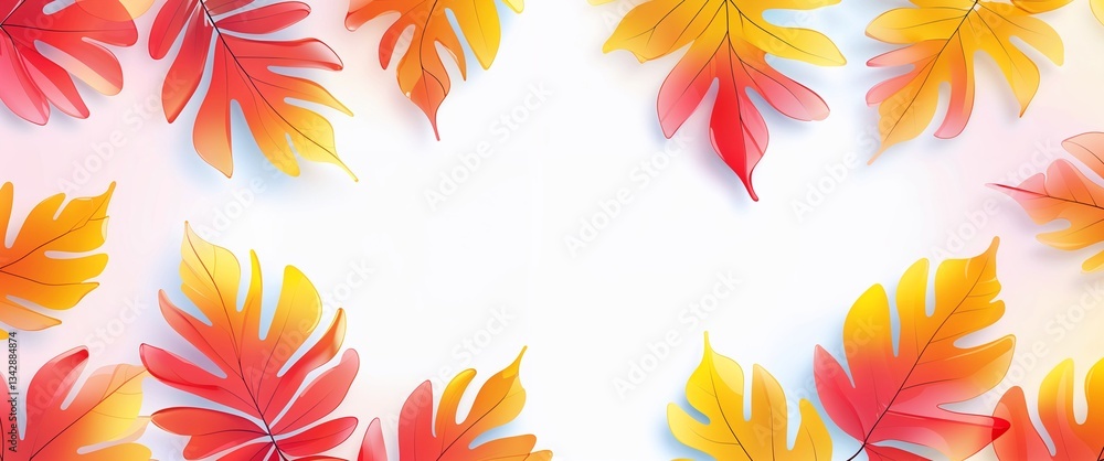 red yellow gradient translucent leaves pattern abstract on plain white background illustration design concept backdrop red yellow gradient translucent leaves pattern abstract on plain white background illustration design concept backdrop