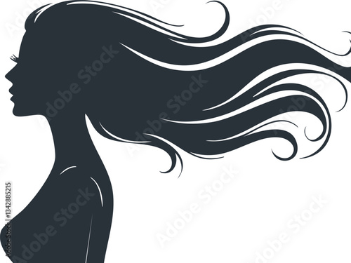 Silhouette of a woman long hair 5