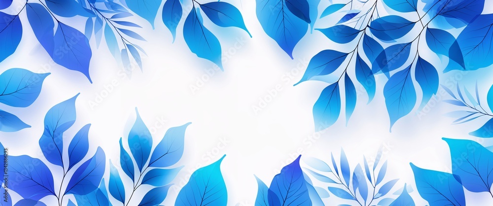 Fototapeta premium blue cyan gradient translucent leaves pattern abstract on plain white background illustration design concept backdrop