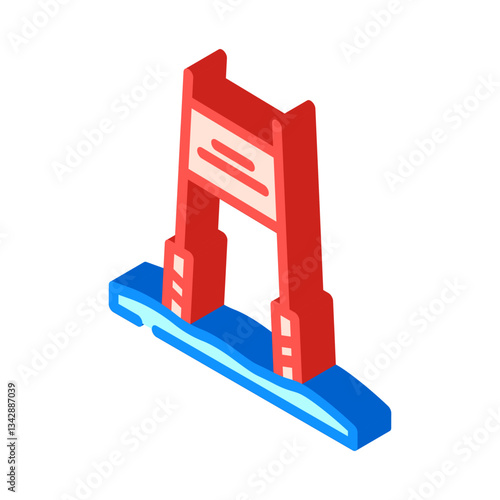 slalom gate winter skiing isometric icon vector illustration