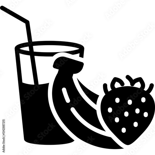 Strawberry with Banana Juice Icon