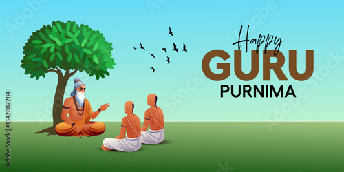 new Happy guru Purnima guru and shishya teaching . god abstract Vector Illustration design.