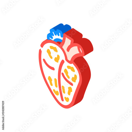atrial fibrillation cardiology disease isometric icon vector illustration