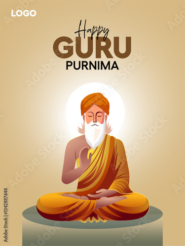 new Happy guru Purnima guru and shishya teaching . god abstract Vector Illustration design.