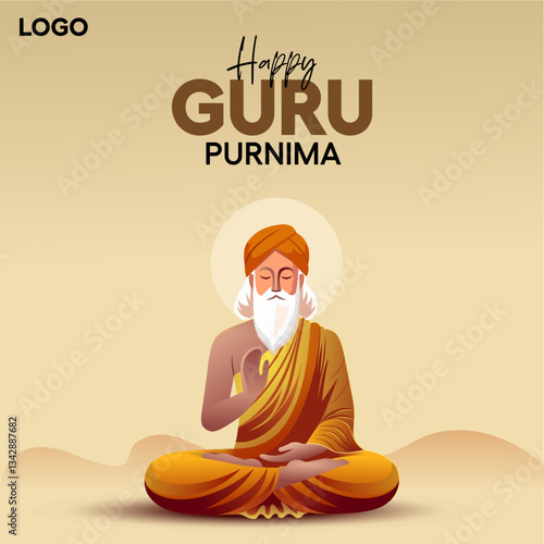 new Happy guru Purnima guru and shishya teaching . god abstract Vector Illustration design.