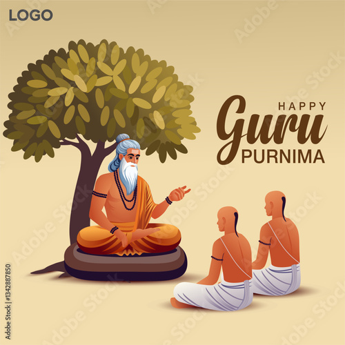 new Happy guru Purnima guru and shishya teaching . god abstract Vector Illustration design.