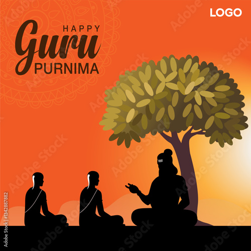 new Happy guru Purnima guru and shishya teaching . god abstract Vector Illustration design.