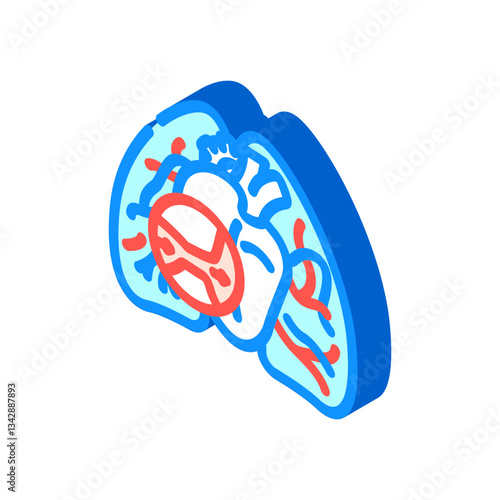 pulmonary hypertension cardiology disease isometric icon vector illustration