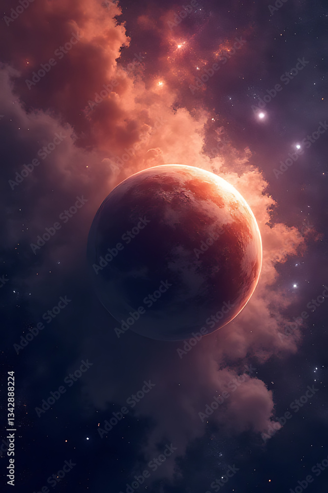 Obraz premium Celestial event planetary formation outer space digital art cosmic environment astronomical view