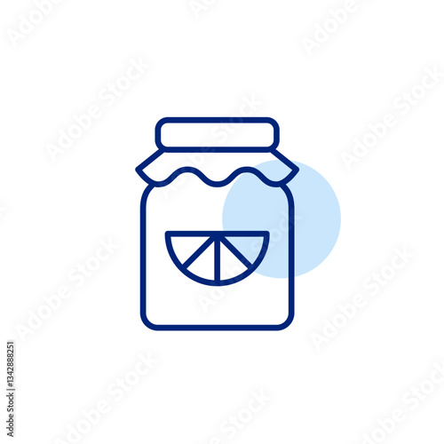 Citrus jam jar. Sweet preserves. Groceries shopping. Pixel perfect, editable stroke vector icon