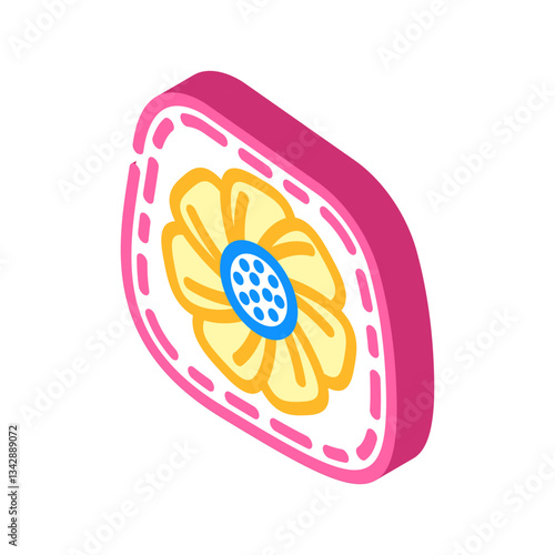 hand sewn patches diy fashion handmade isometric icon vector illustration