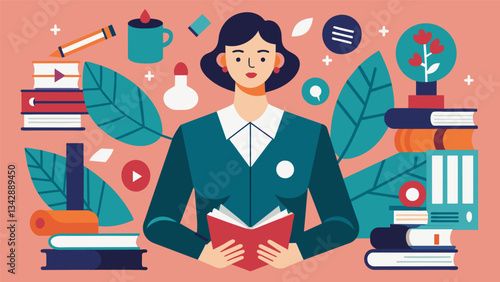 A fiercely independent novelist delving into the complexities of relationships and marriage during the rise of feminism in the 1980s.. Vector illustration