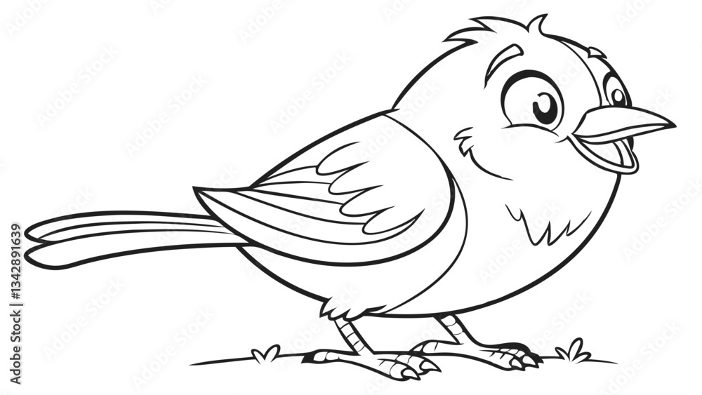 Cute Cartoon Bird Outline drawing vector illustration isolated on transparent background outline images for kids Cute Cartoon Bird Outline drawing vector illustration isolated on transparent background outline images for kids