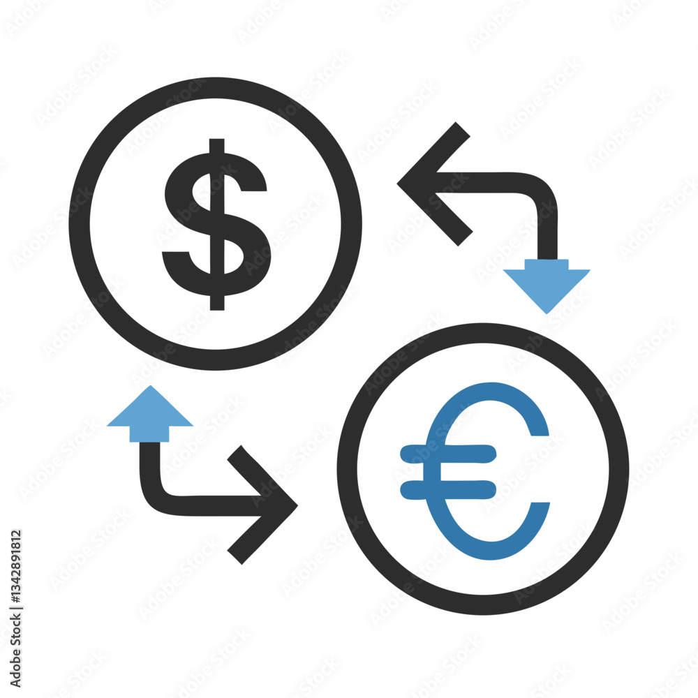 Currency exchange icon with dollar and euro symbols Currency exchange icon with dollar and euro symbols