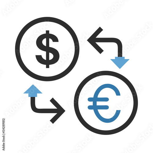 Currency exchange icon with dollar and euro symbols