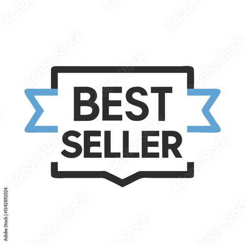 Best seller badge icon with ribbon design