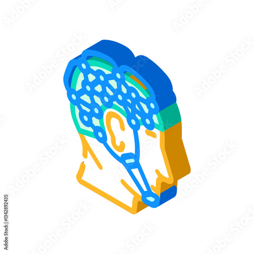 eeg procedure neurologist isometric icon vector illustration