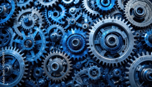 Wallpaper Mural Intricate Cobalt Blue and Silver Gears A Holographic Mechanical Composition Torontodigital.ca