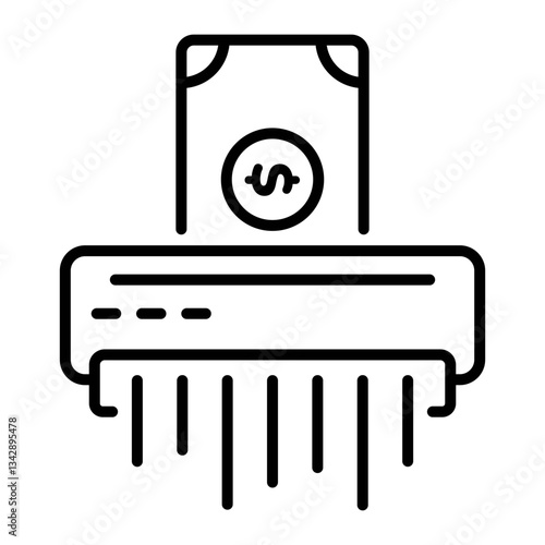 A linear style icon of a money shredder machine 