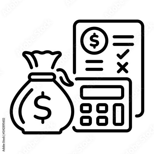 A linear style icon depicting taxation 