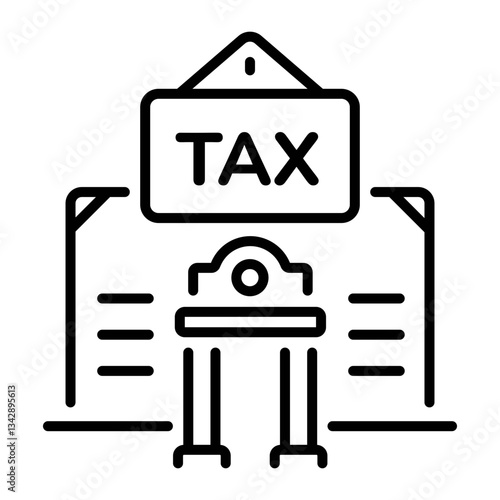Tax office building icon in linear style 