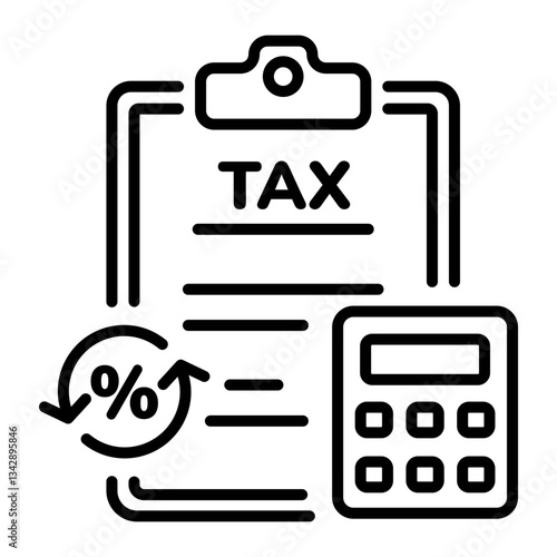 A line style icon depicting tax return policy 
