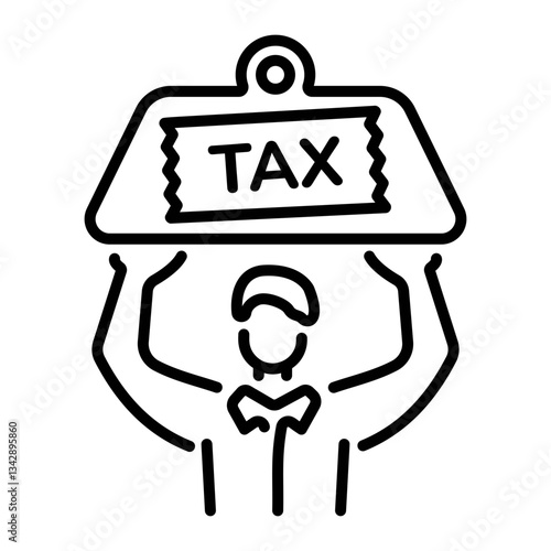 Line style icon of a character carrying tax burden 
