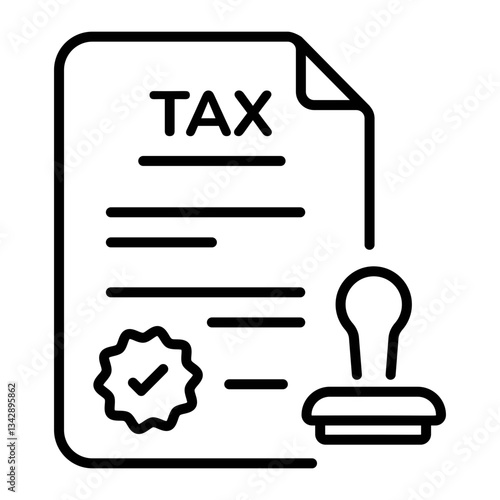 A line style icon depicting tax verification 
