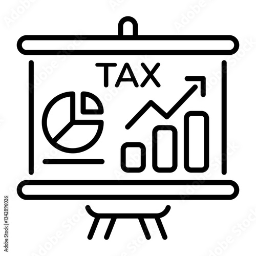 Tax planning chart icon in an outline style 