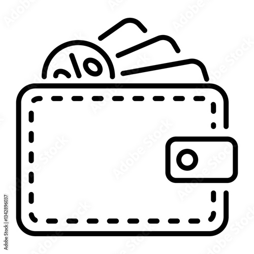 A line icon of a wallet with money depicting a tax rate 