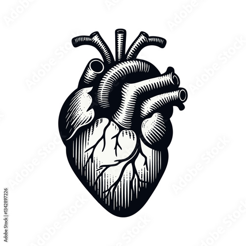 heart organ engrave logo icon design illustration