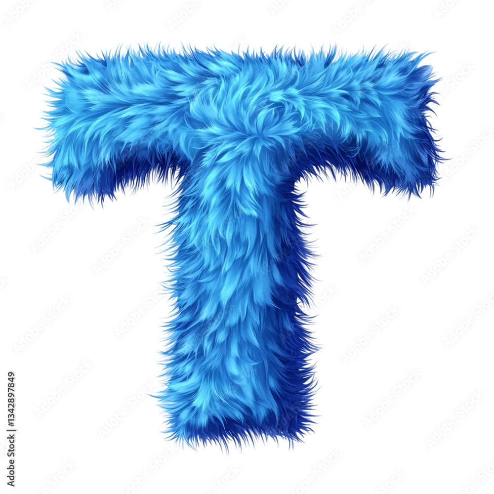 Fluffy Blue Letter T Artistic Font Design Fluffy Blue Letter T Artistic Font Design