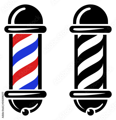 Barber Pole Haircut Hairstyle Shop Sign Logo