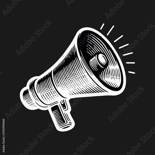 Megaphone engrave logo icon design illustration