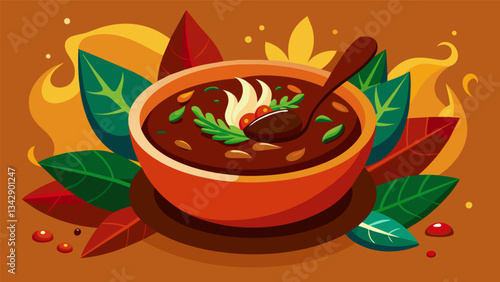 The chocolatey scent of a traditional Oaxacan mole sauce wafts through the air.. Vector illustration