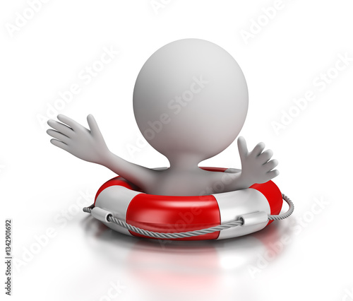 3d man in a lifebuoy