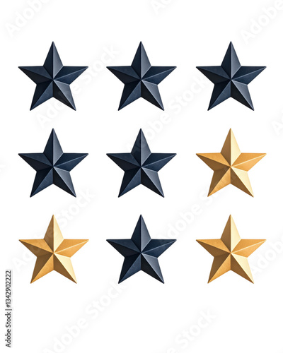 isolated transparent Background. Golden and black stars arranged symmetrically, creating striking visual effect