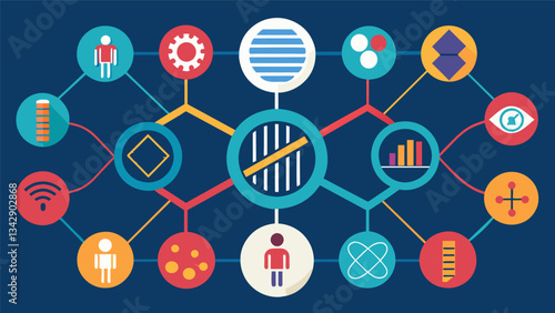 An intricate web of lines connecting different genetic markers to their corresponding diseases.. Vector illustration