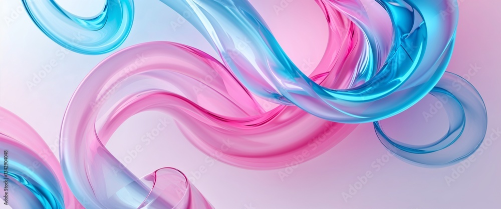 Fototapeta premium cyan pink gradient translucent spiral twists abstract pattern abstract on plain white background illustration design concept backdrop