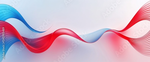 cyan red gradient translucent waves curl curves abstract on plain white background illustration design concept backdrop