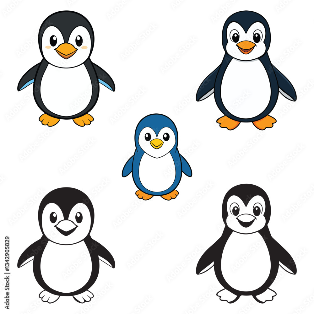 Naklejka premium Penguin Coloring Bundle: Cute and Fun Designs for All Ages