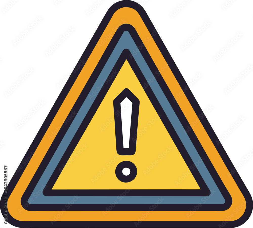 Vector warning sign with exclamation mark icon, A vector illustration of a triangular warning sign featuring an exclamation mark, with vibrant yellow and blue colors.
Vector warning sign with exclamation mark icon, A vector illustration of a triangular warning sign featuring an exclamation mark, with vibrant yellow and blue colors.