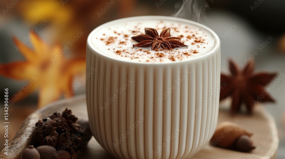 A steaming cup of masala chai, a fragrant elixir of spices and milky warmth, held in delicate porcelain, promising a moment of pure bliss. A steaming cup of masala chai, a fragrant elixir of spices and milky warmth, held in delicate porcelain, promising a moment of pure bliss.