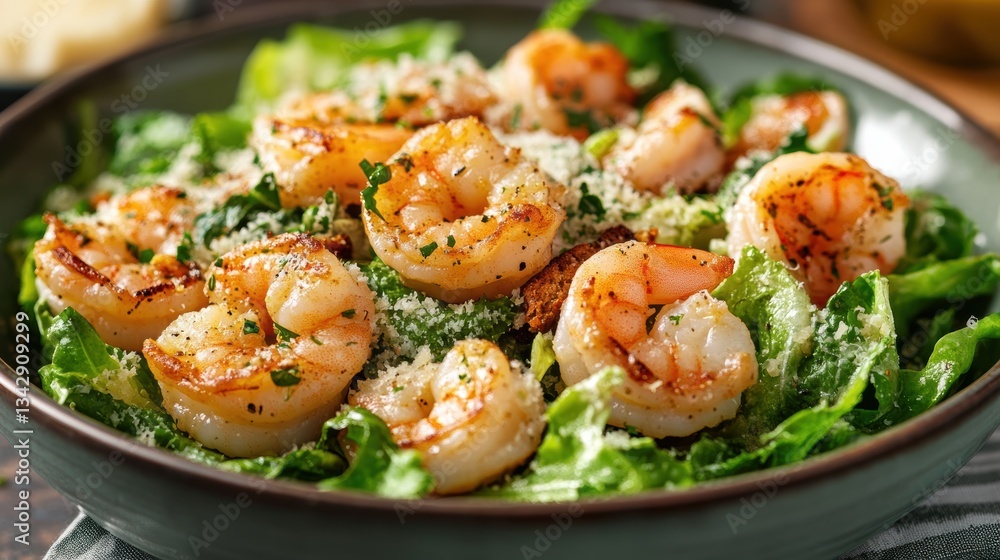 A symphony of flavors unfolds in a vibrant shrimp Caesar salad, where succulent shrimp dance amidst a creamy caesar dressing, adorned with crispy romaine lettuce and toasted croutons, a testament to A symphony of flavors unfolds in a vibrant shrimp Caesar salad, where succulent shrimp dance amidst a creamy caesar dressing, adorned with crispy romaine lettuce and toasted croutons, a testament to