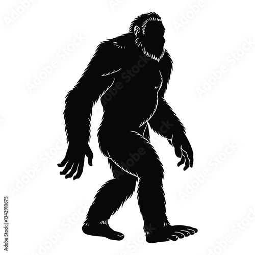 Cryptozoology Silhouette, Vector, Icon, Logo, White Background.