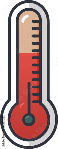 Thermometer Vector Illustration, A vector illustration of a thermometer with a red liquid level, indicating temperature measurement for health or weather.
